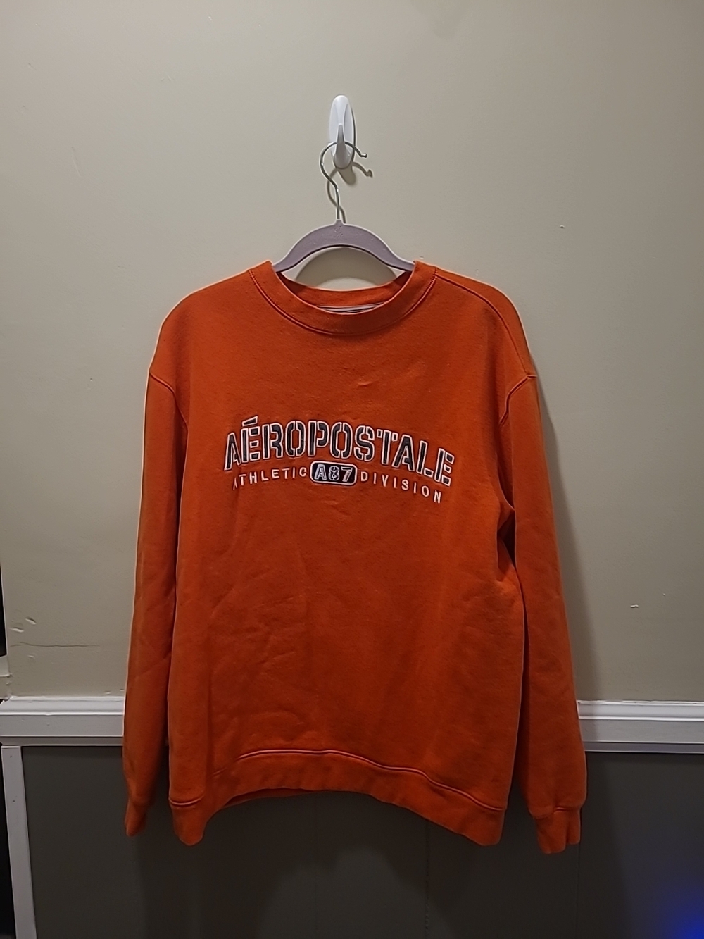 Aeropostale Men's Y2K Sweatshirt Spellout Orange Size Small Oversized Preppy